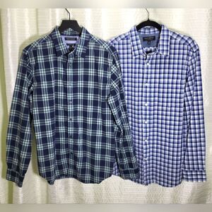 SET OF TWO Banana Republic Plaid Cotton Shirts, TWO Styles Blue, Multi Size L